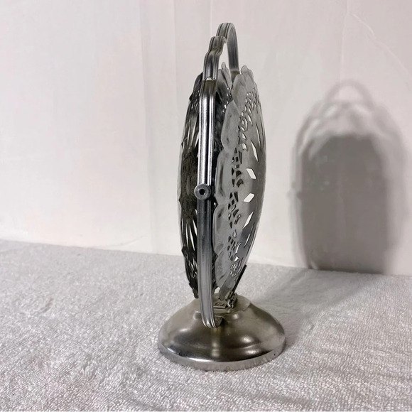 Vintage Silver Tone Three Tier Folding Dessert Sandwich  Serving Tray - Picture 12 of 16